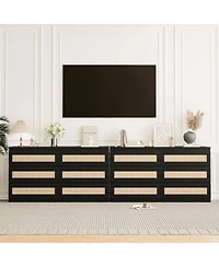 gaomon 6 Drawer Double Dresser for Bedroom, Rattan Dresser with Smooth Mental Slide, Modern Wood Chest for Closet, Living Room, Hallway