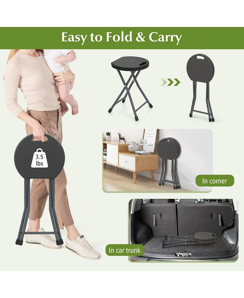 Mecale Folding Stool with Built-In Handle for Adults, Portable Seat