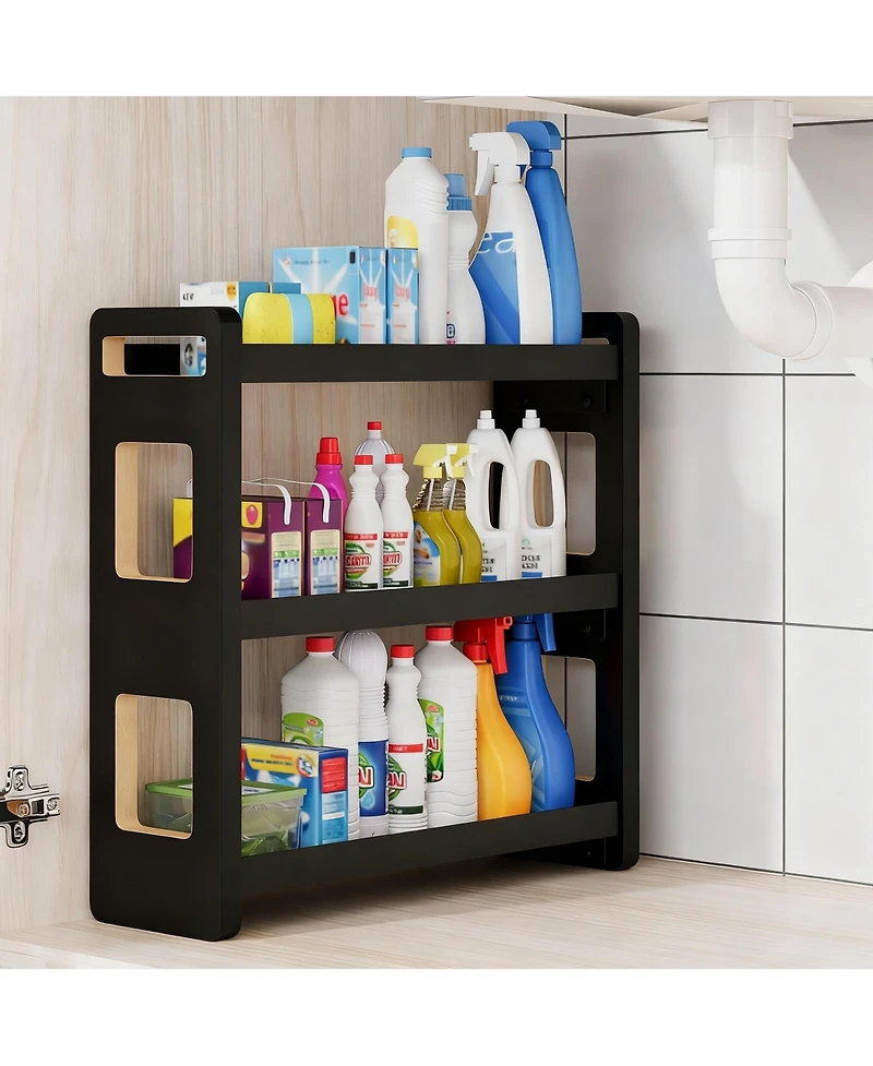 Yigii Solid Wood 3-Tier Organizer: Multi-Purpose for Bath & Kitchen