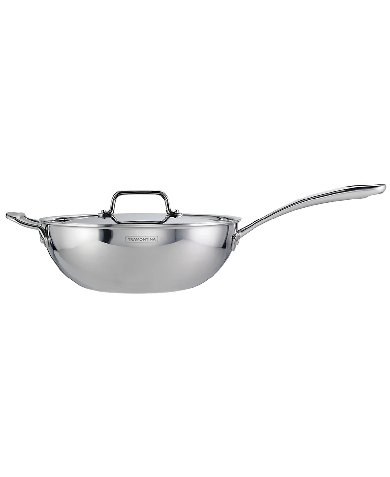 Tramontina Utsava Tri-Ply Clad Stainless Steel 3.75-Quart Covered Wok