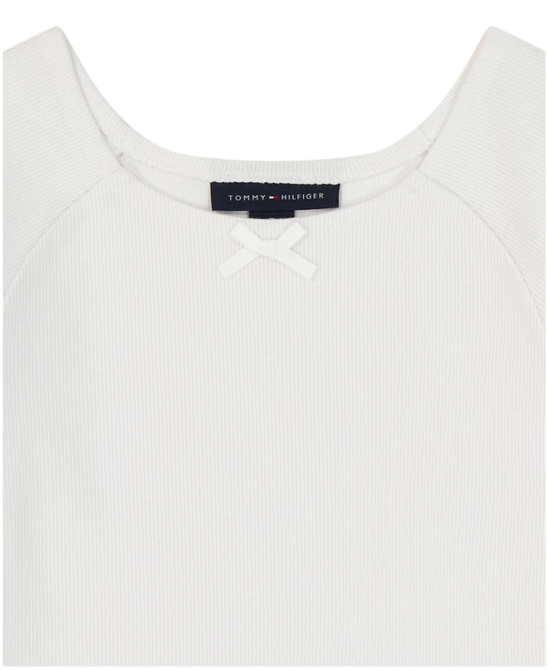 Tommy Hilfiger Girls' Toddler 2T-4T Raglan-Sleeve T-Shirt & Eyelet Skort, 2-Piece Set