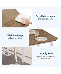 gaomon Modern 3 Piece Dining Table Set for 2 – Metal Frame, Wood Grain Tabletop, Wooden Cushion Chairs