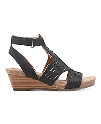 Earth Women's Helodie Fisherman Round Toe Wedge Sandals