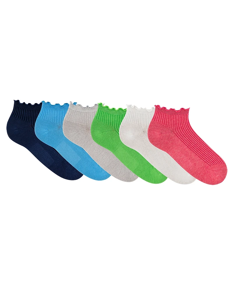 Gold Toe Women's Rib Lettuce Edge Quarter Socks, 6-Pack