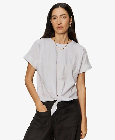 Sanctuary Petite All Day Tie Front Crewneck T-Shirt