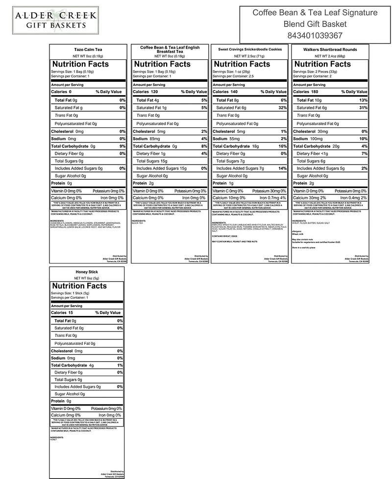 Alder Creek Gift Baskets Coffee Bean Tea Leaf Signature Blend Gift Basket, 10 Piece