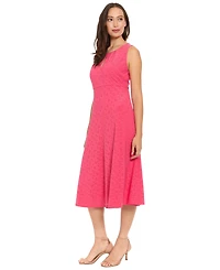 London Times Women's Keyhole Eyelet Sleeveless Midi Dress