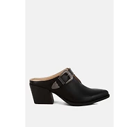 Rag & Co Womens Women Holler Carved Buckle Statement Mules
