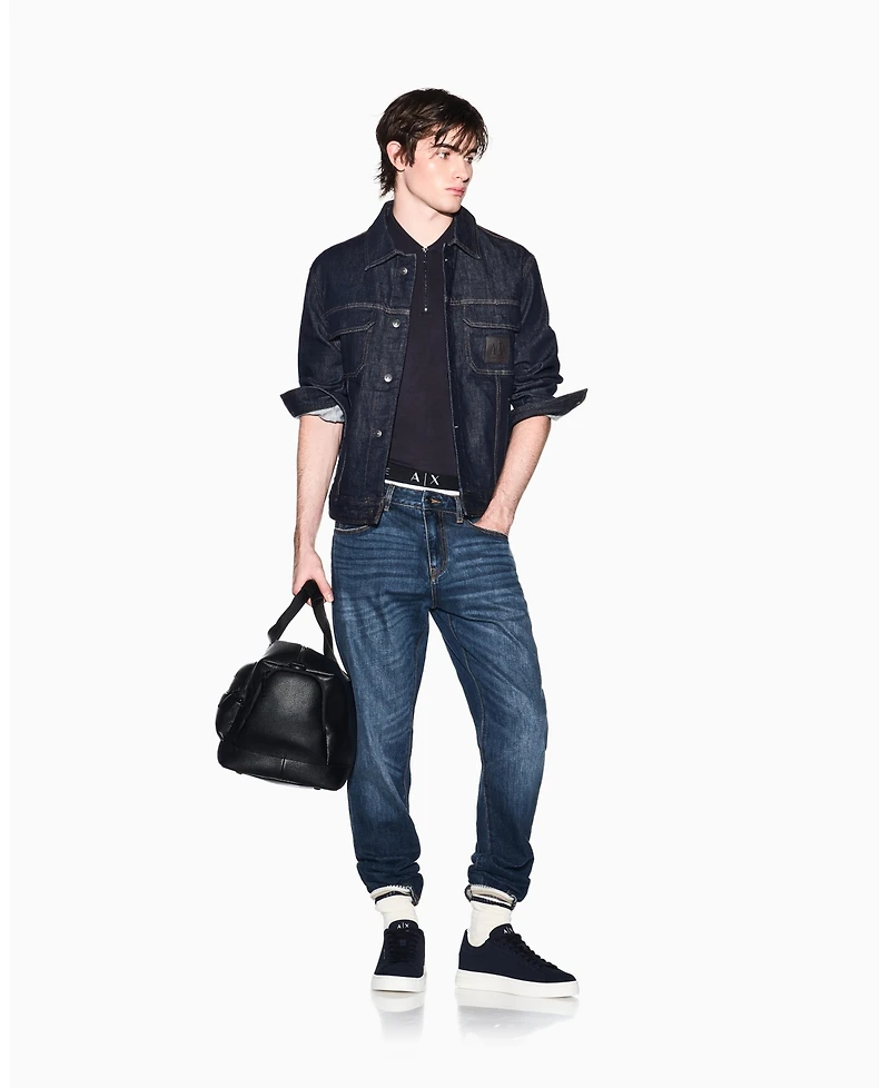 A|X Armani Exchange Men's Short Sleeve Zipper Polo Shirt