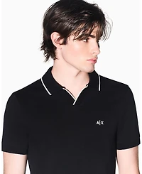 A|X Armani Exchange Men's Short Sleeve Pique Johhny Collar Polo Shirt with Tipping