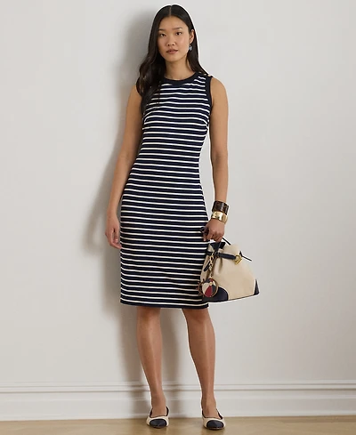 Lauren Ralph Petite Striped Crewneck Sheath Dress