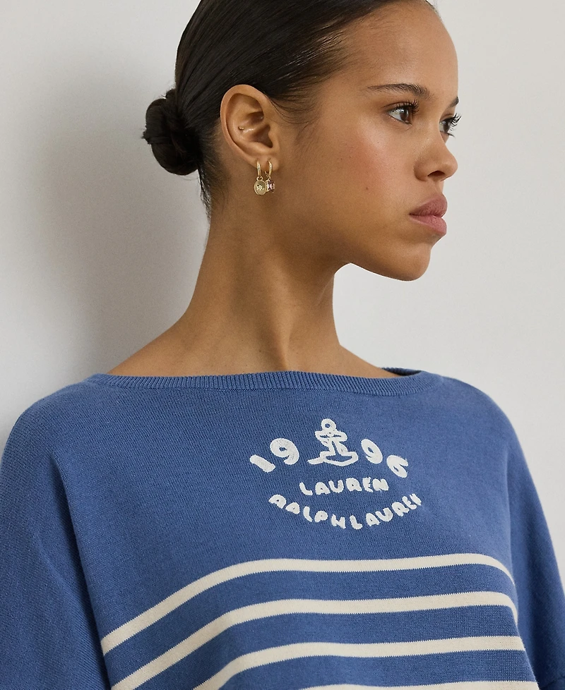 Lauren Ralph Lauren Petite Logo Striped Sweater