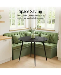 Best Choice Products Round Mid-Century Modern 35.5in Dining Table, Dinette for Home or Kitchen w/Wood Finish Steel Legs