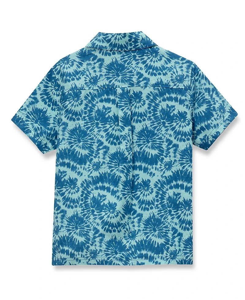 Lands' End Boys Short Sleeve Linen Slub Button Down Shirt