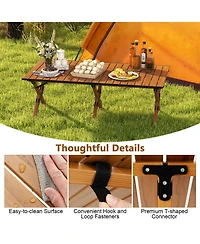 Mecale Lightweight Folding Aluminum Camping Table with Wood-Grain Top, Portable