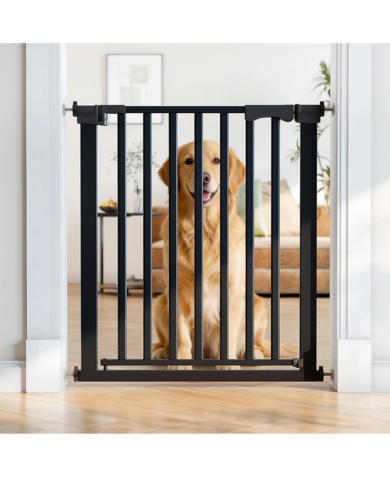 Sugift Pressure-Mounted Baby and Pet Safety Gate with Auto-Close, Dual-Lock Handle and Accessible Ramp