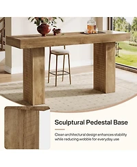 Tribesigns 70.9" Extra Long Bar Table, Counter Height Pub Table with Sturdy Pedestal Base, Modern Rustic Rectangular Bar Height Table