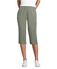Lands' End Women's Sport Knit High Rise Elastic Waist Capri Pants