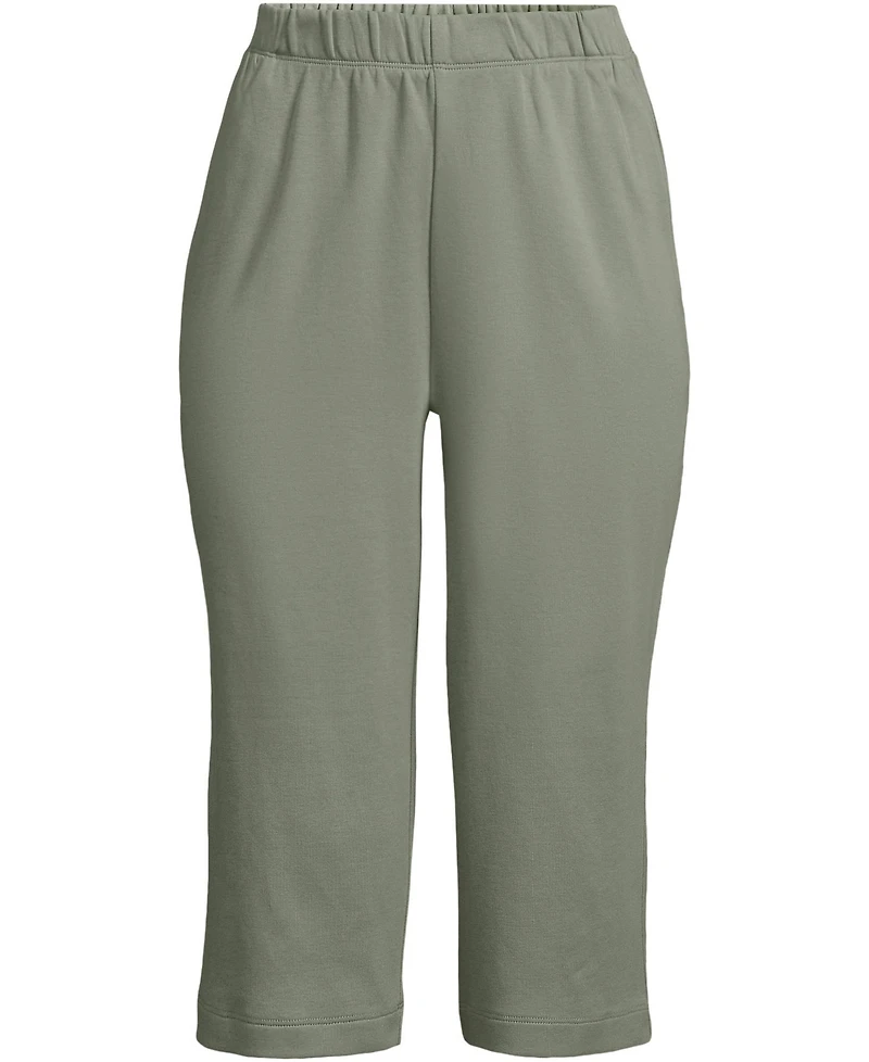 Lands' End Women's Sport Knit High Rise Elastic Waist Capri Pants
