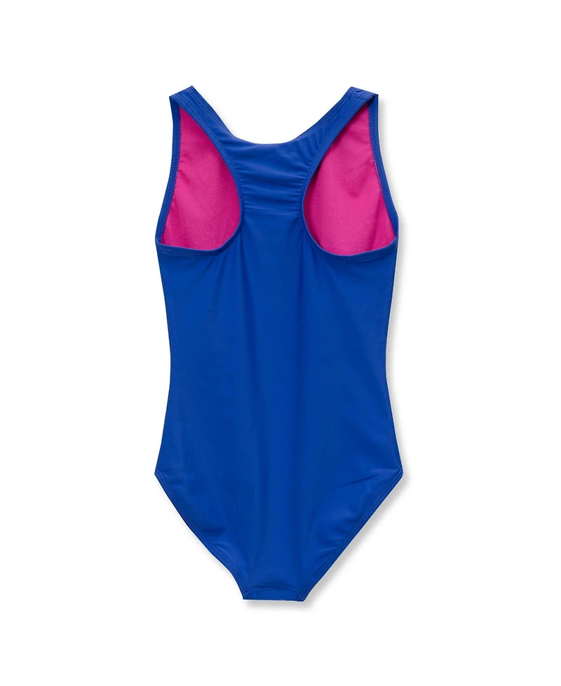 Lands' End Girls Chlorine Resistant Sporty Racer Back One Piece Swimsuit