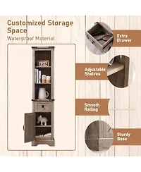 Yigii Adjustable Shelves & Drawer Farmhouse Bathroom Shelves Cabinet