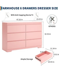 gaomon 6 Simply Modern Chest of Drawer Dresser for Clothes Storage for Bedroom