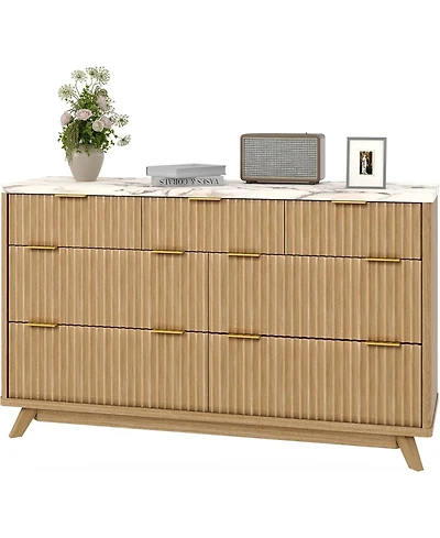 gaomon Modern Fluted Dresser with 7 Drawers, 54" Wide Chest of Drawers