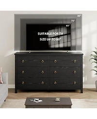 gaomon Dresser for Bedroom with 6 Drawers, 47'' Wide Chest of Large Drawers with Large Clothes Storage Cabinet, Wood Dresser, Tv Stand for Bedroom