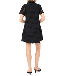 CeCe Women's Collared Short-Sleeve Babydoll Mini Dress
