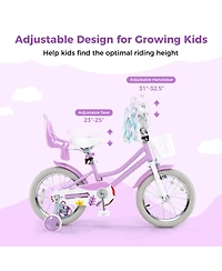 Mecale Girls Bike Kids Bicycle with Doll Seat and Streamers for Children