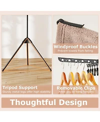 Ecooso 3-Tier Tripod Folding Clothes Drying Rack with 24 Clips, Freestanding Air Dryer