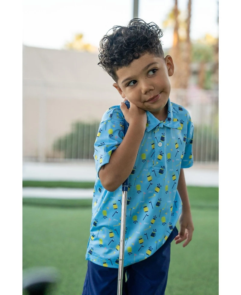 Florence Eiseman Little Boys Golf Print Performance Knit Polo