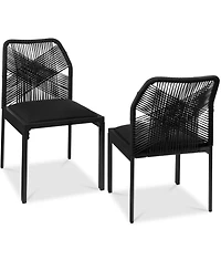 Best Choice Products Set of 2 Indoor/Outdoor Aluminum Woven Side Dining Chairs w/ All-Weather Rope