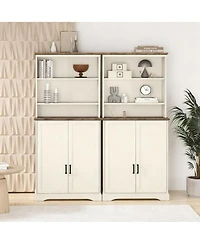 Yigii 5-Tier Adjustable Storage Bookshelf with Cabinet-Adjustable 72" Tall bookcase for Living Rooms and Offices