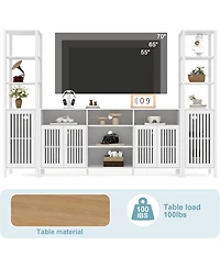 gaomon Farmhouse Tv Stand for 70-Inch TVs, Entertainment Center with Bookshelves, Storage Cabinet & Adjustable Shelves