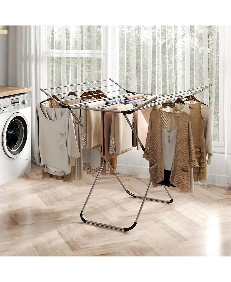 Ecooso Folding Aluminum Clothes Drying Rack with 2 Side Wings, Laundry Airer