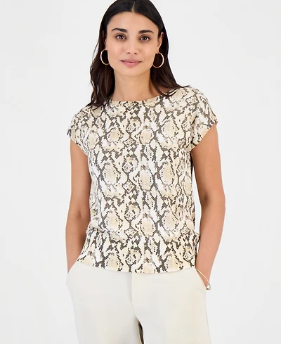 I.n.c. International Concepts Petite Printed Wide Neck Dolman-Sleeve Top, Macy's Exclusive
