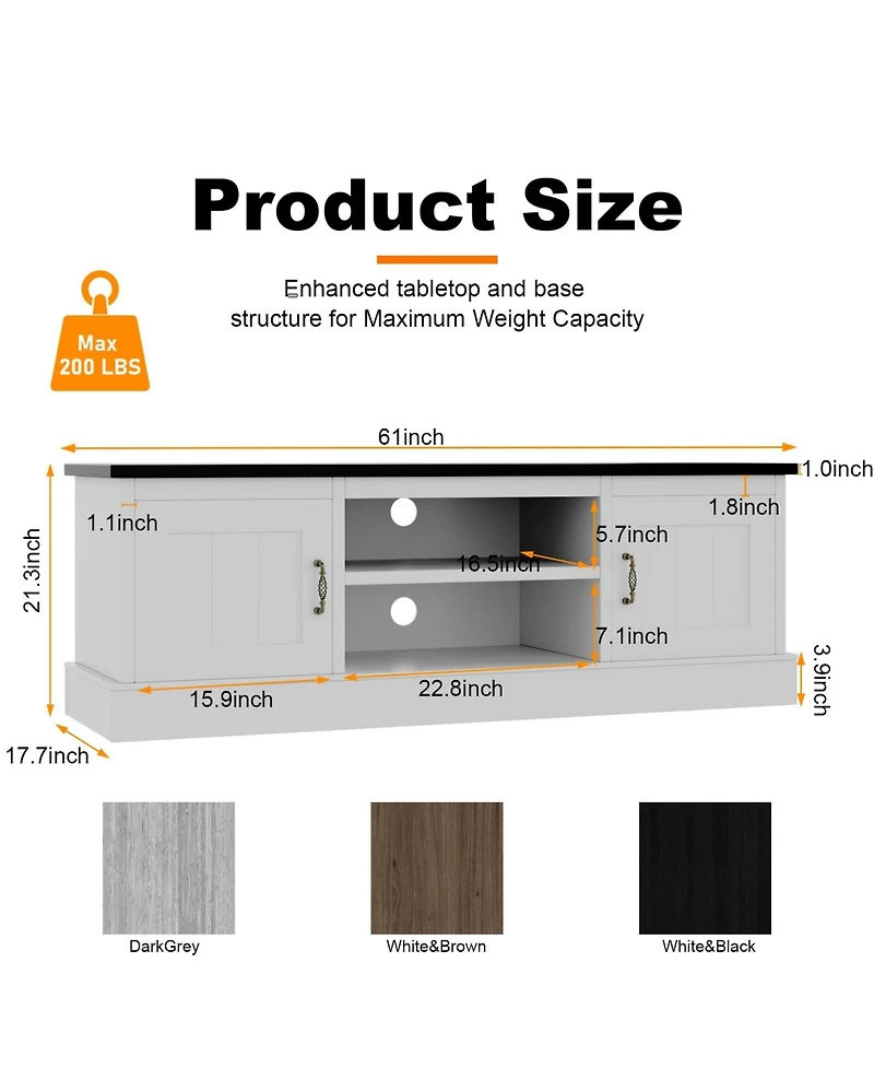 gaomon Farmhouse Rustic Wood Tv Stand for 65 Inch TVs