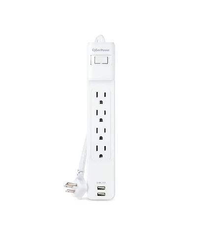 CyberPower P406U 4-Outlet Home/Office Surge Protector with 2x Usb-a Port, White