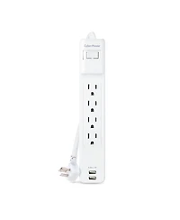 CyberPower P406U 4-Outlet Home/Office Surge Protector with 2x Usb-a Port, White