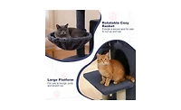Aostirmotor 33.5" Cat Tree with 2 Tier Condo, Sisal Posts & Anti Toppling Device