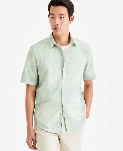 Alfani Men's Short-Sleeve Textural Wave Shirt, Macy's Exclusive