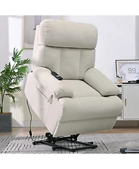 Clihome Electric Power Lift Recliner Chair, Extra Wide Heavy Duty Rocker Recliner with Remote, Soft Flannel Fabric for Elderly