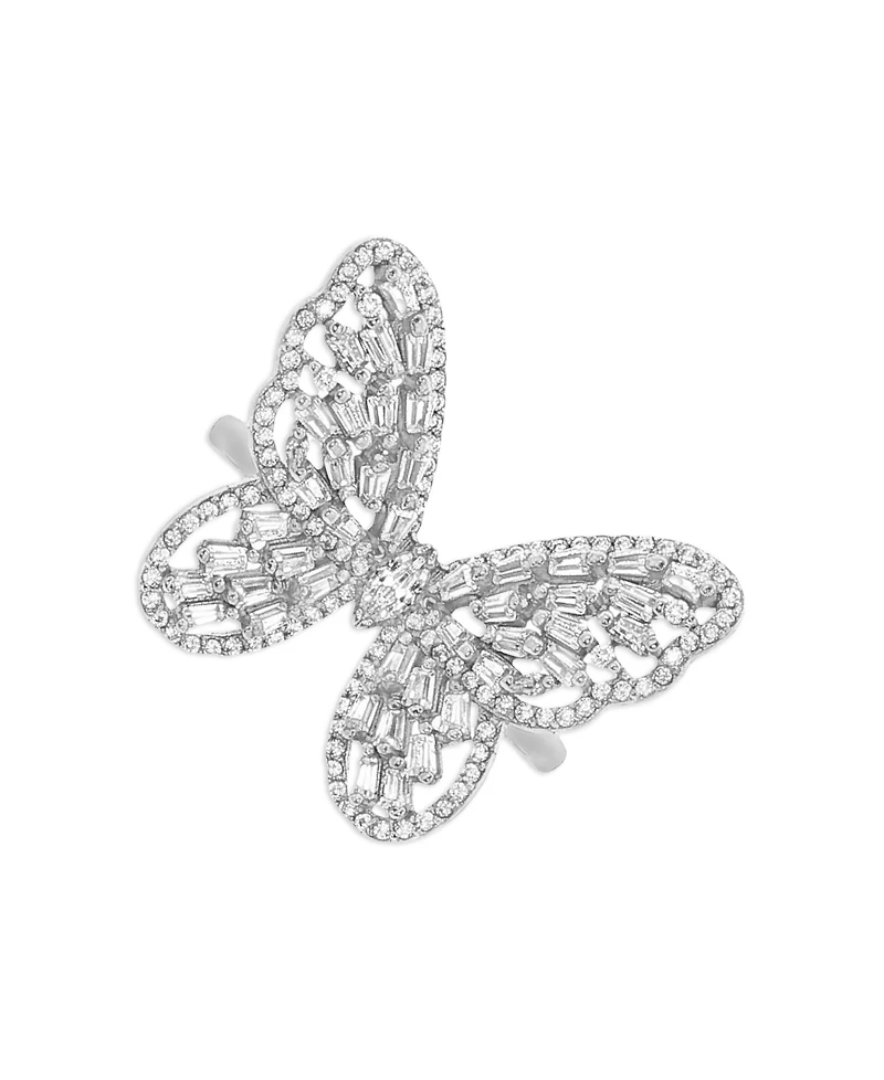 Cubic Zirconia Baguette Butterfly Ring (1-1/2 ct. t.w.) Sterling Silver or 18K Rose Gold over