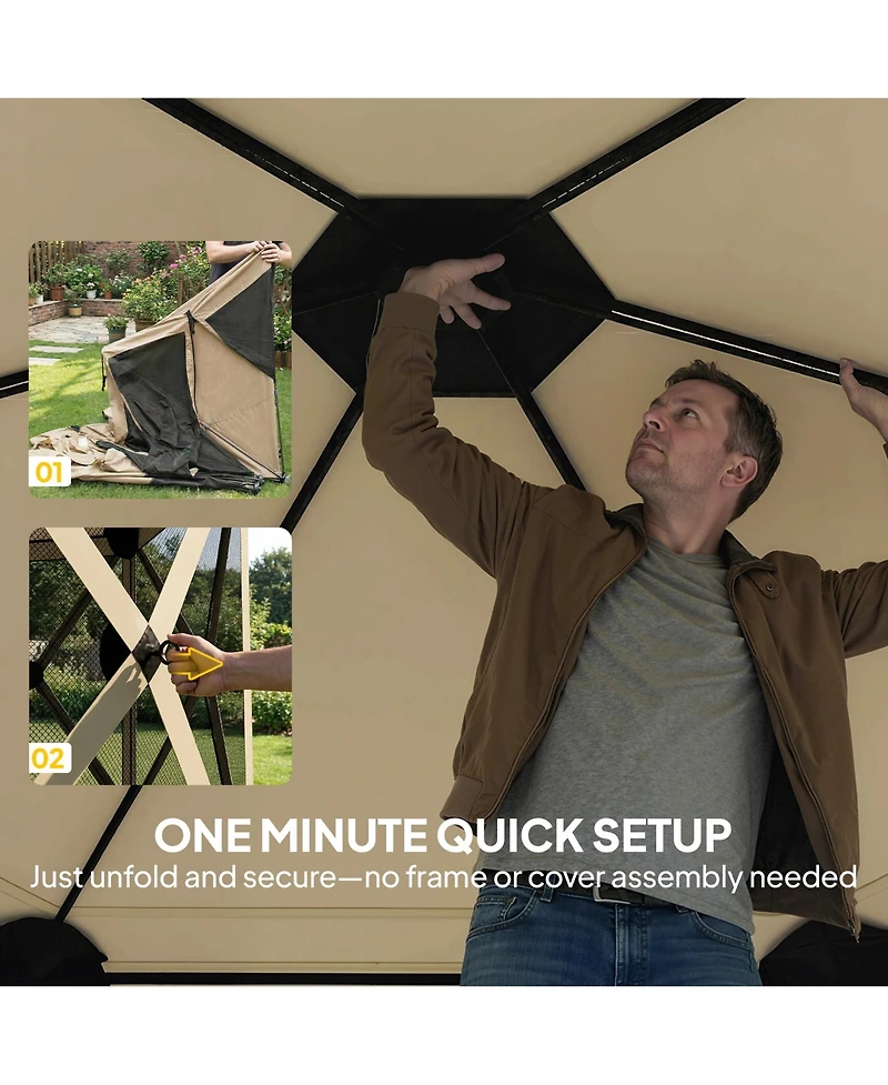 Outsunny 10 x 11 ft Pop Up Gazebo Screen Tent, Inst Camping Canopy