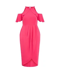 City Chic Women's Plus Love Siren Ruffle Shoulder Dress