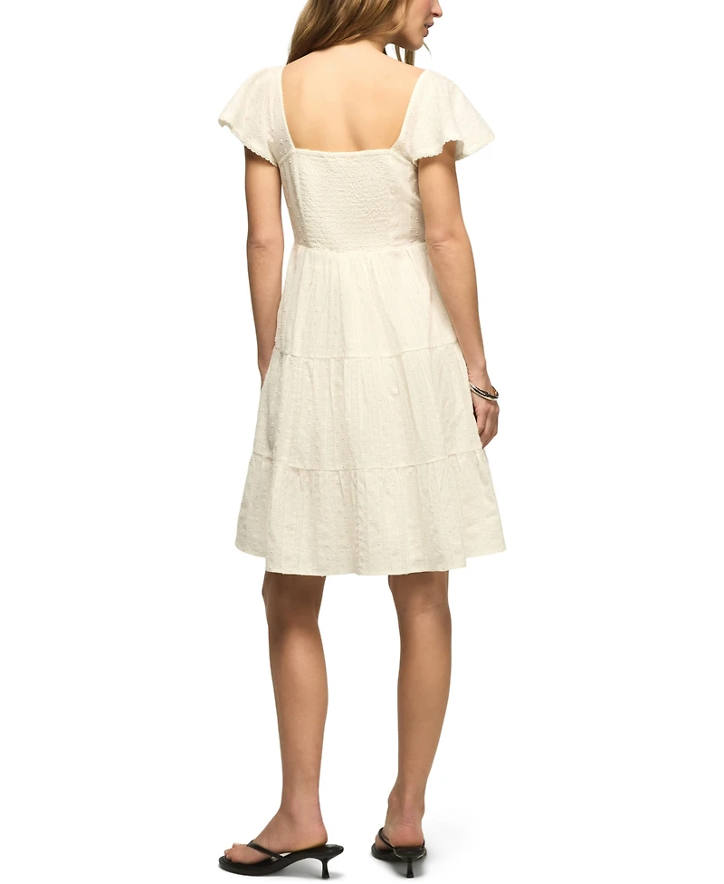 Lucky Brand Women's Lace Yoke Tiered Mini Dress
