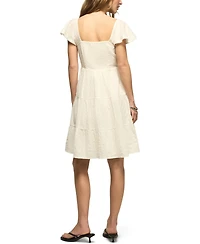 Lucky Brand Women's Lace Yoke Tiered Mini Dress