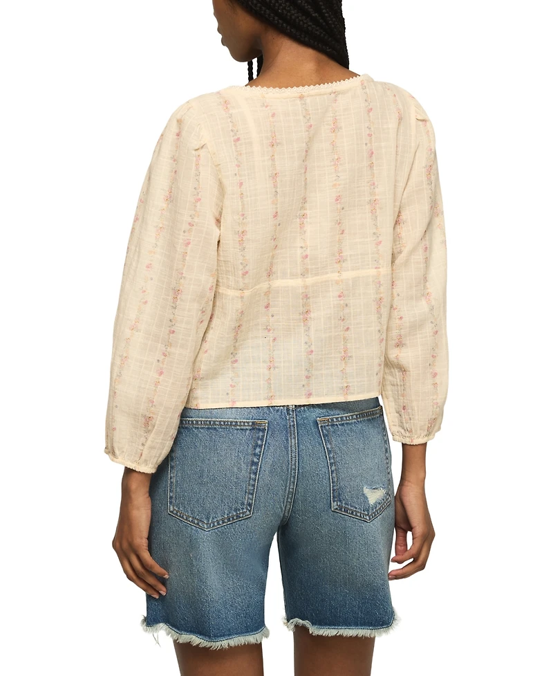 Lucky Brand Women's Festival Cutwork Long-Sleeve Blouse