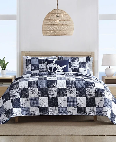 Nautica Sailors Patchwork Cotton Reversible 2-Pc. Quilt Set, Twin